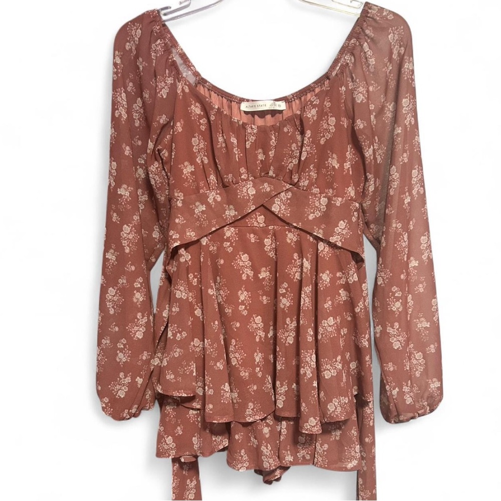 Altar'd State Orange Tiered Asymmetrical Tunic